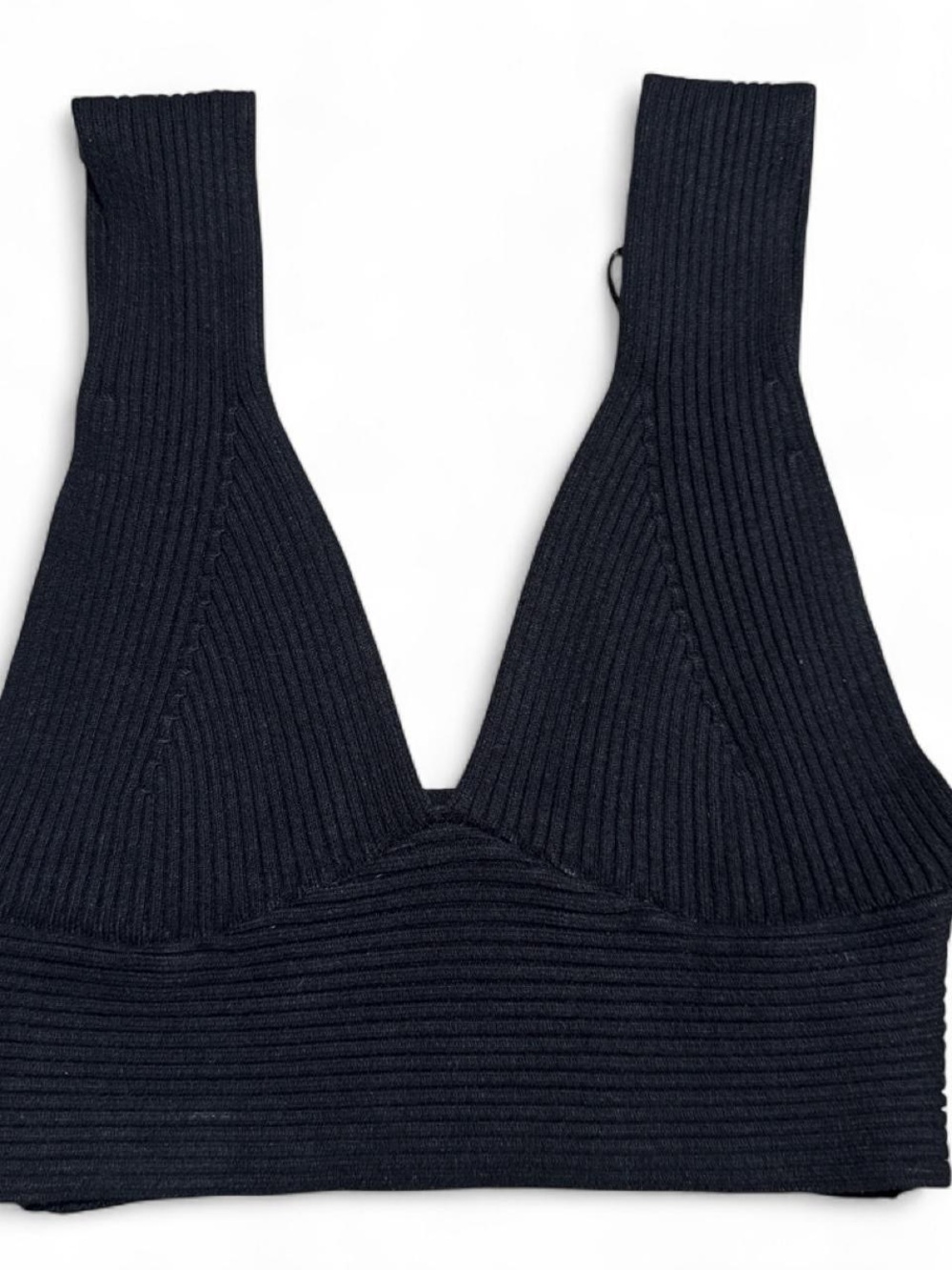 House of Harlow 1960 Ribbed V-Neck Bralette - Black